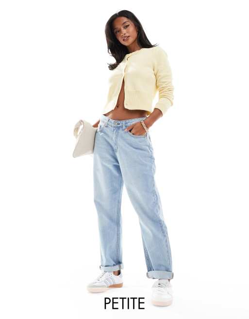 DTT Petite – Veron – Locker geschnittene Mom-Jeans in verwaschenem Hellblau