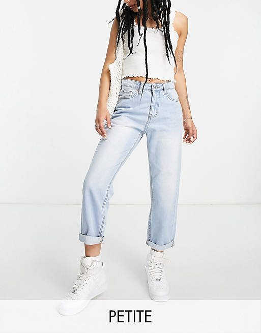 DTT Petite Veron relaxed fit mom jeans in light blue wash  