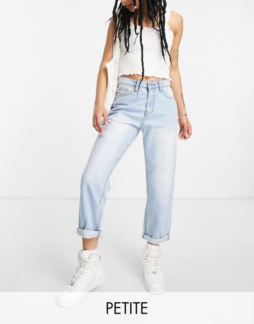 DTT Petite Veron relaxed fit mom jeans in light blue wash