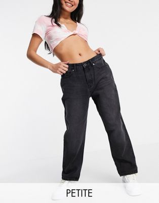 DTT Petite Veron relaxed fit mom jeans in washed black