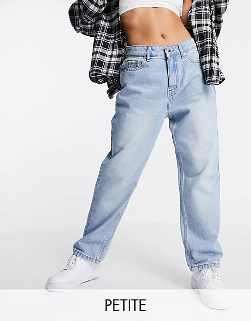 DTT Petite - Veron - Ruimvallende mom jeans in lichtblauw met wassing 