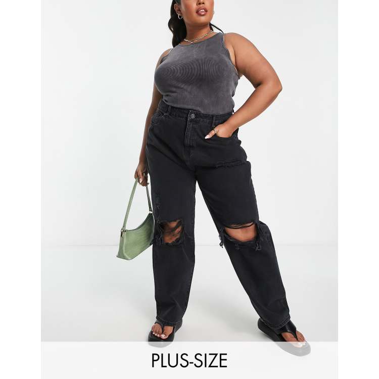 Plus size black boyfriend sales jeans