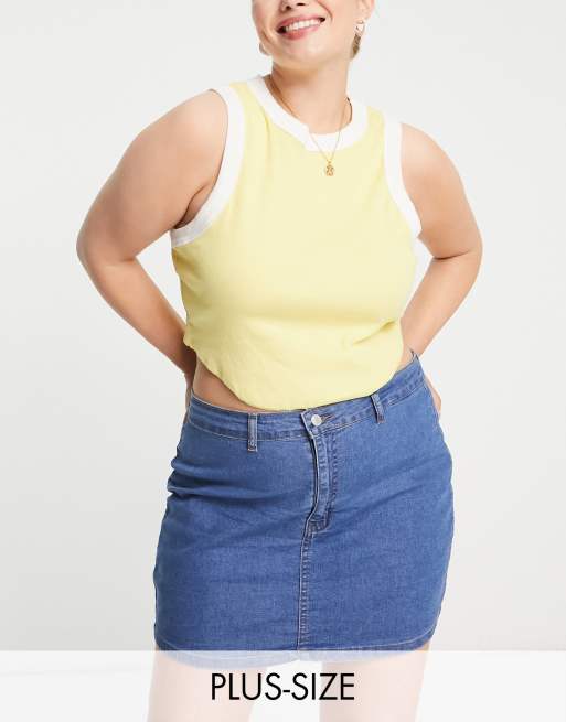 Plus size store denim stretch skirt