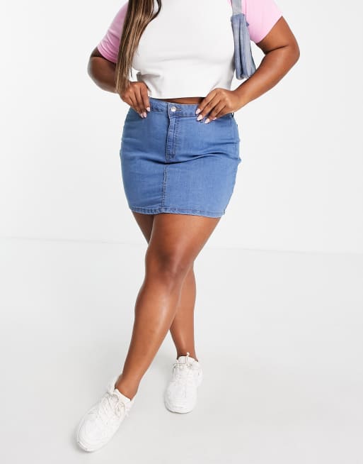 Plus Denim High Waisted Denim Skirt