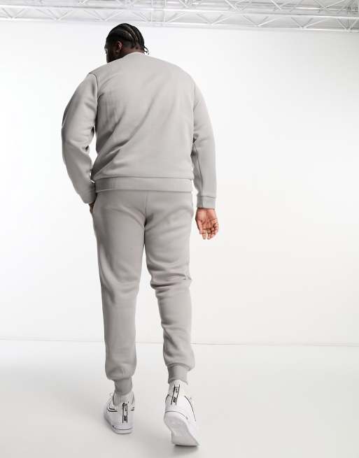 DTT crew neck sweatshirt & sweatpants tracksuit set in light gray heather