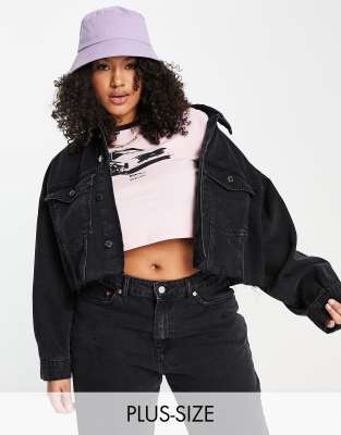 black cropped denim jacket plus size