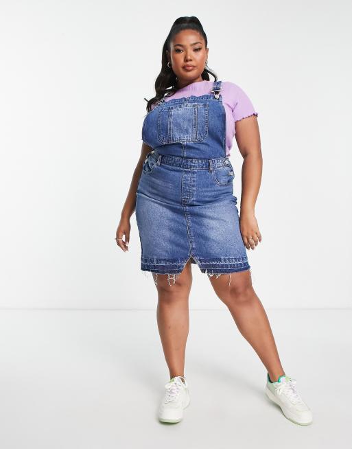 Plus size blue 2024 jean overall dress