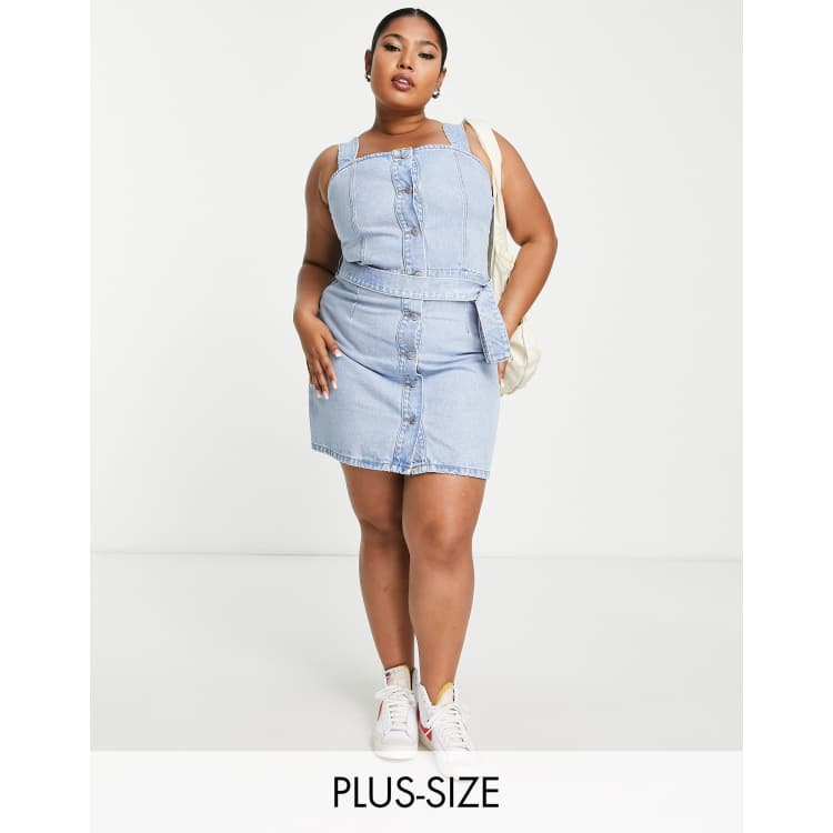 Plus size hot sale denim pinafore