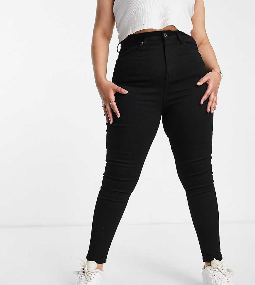 Don't Think Twice Plus Dtt Plus Ellie High Waisted Skinny Jeans In Black