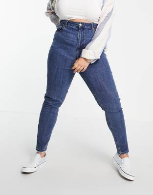 mid blue high waisted skinny jeans