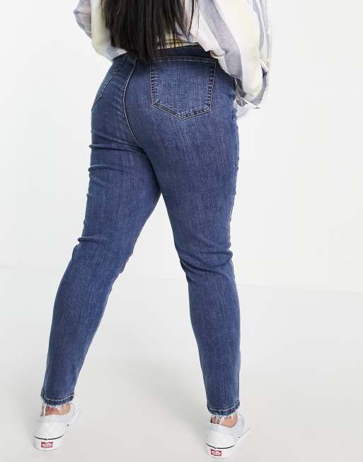 DTT Plus - Ellie - Jean skinny à taille haute - Bleu moyen , 2 de 4