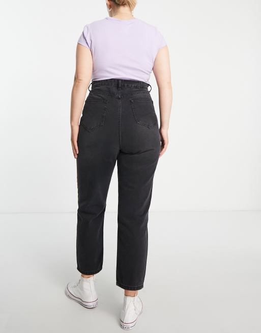 DTT Plus – Emma – Mom jeans z bardzo wysokim stanem w kolorze spranej czerni , 2 z 4