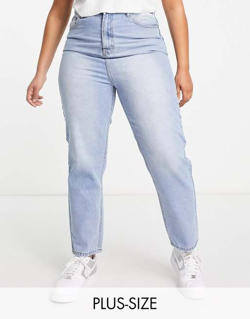 DTT Plus Emma super high waisted mom jeans in light blue wash