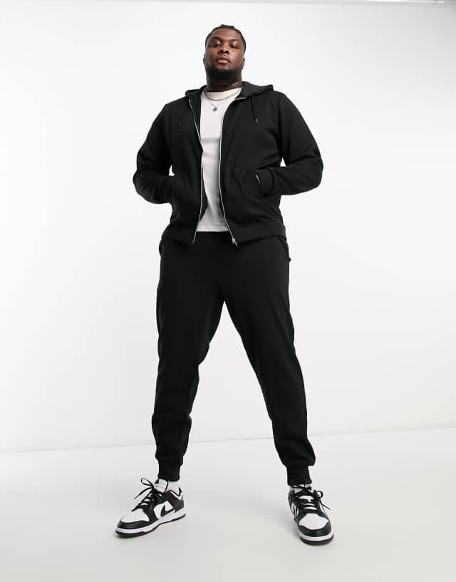 DTT Plus full zip hoodie & sweatpants tracksuit set in black