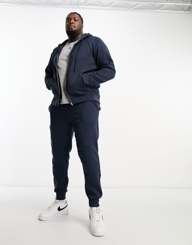 DTT Plus full zip hoodie & sweatpants tracksuit set in navy