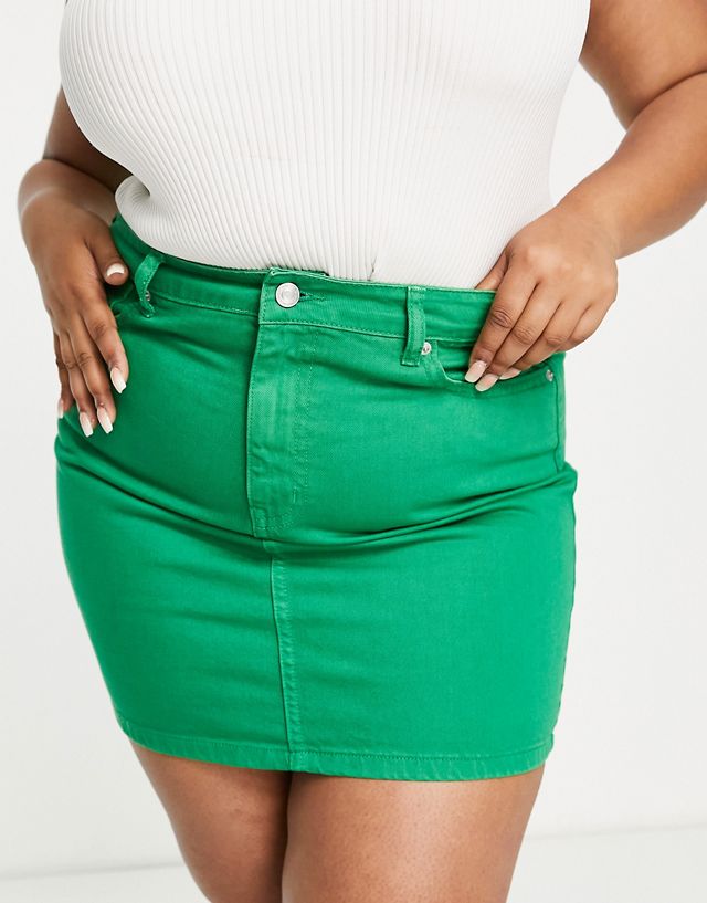 DTT Plus Gabby high waist denim skirt in green TB7997