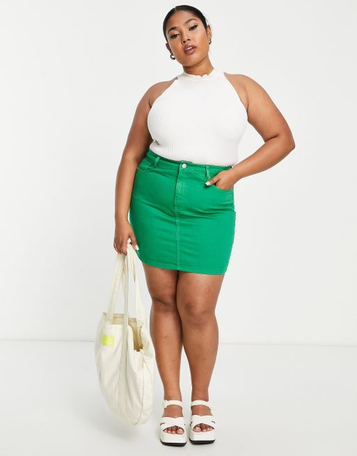 DTT Gabby high waist denim skirt in green