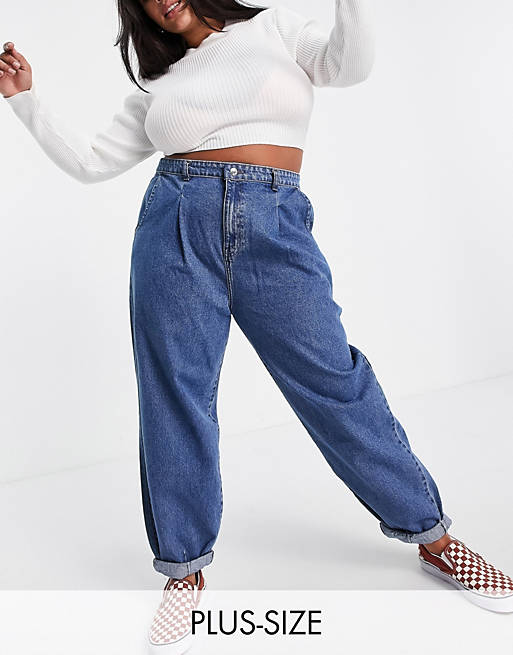 DTT Plus - Grace - Jeans met ballonpijpen in middenblauw 