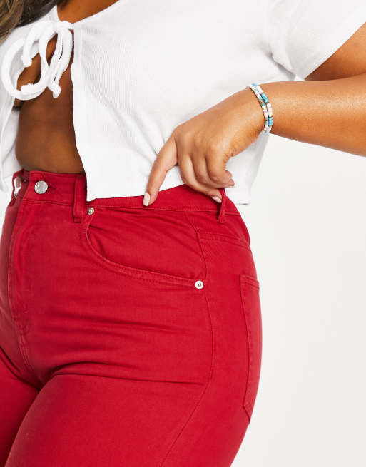 ASOS DESIGN flared jeans in red co-ord