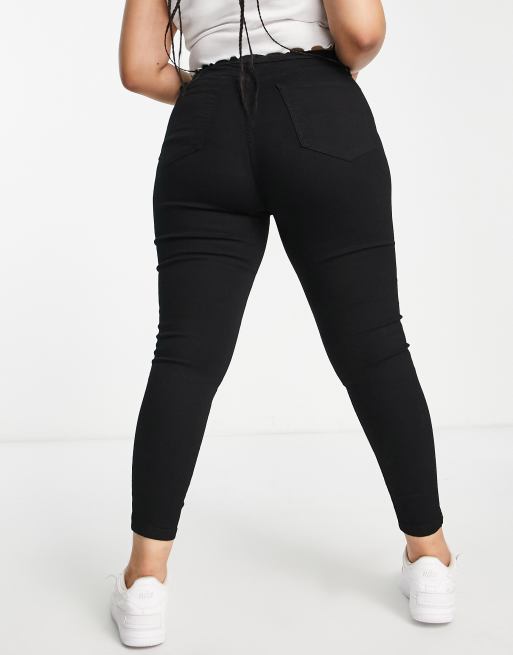 Don't Think Twice Petite DTT Petite Jo mid rise skinny jeans in black 