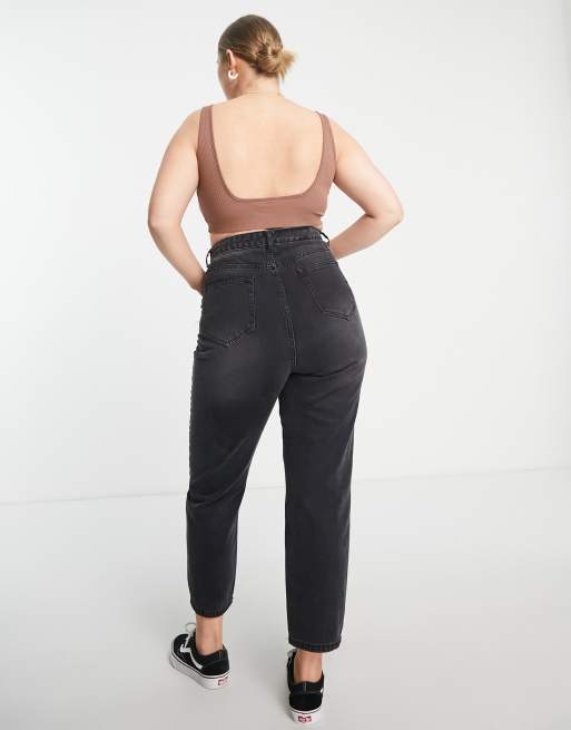 DTT Plus - Katy - Jean court coupe droite à taille haute - Noir délavé , 2 de 4