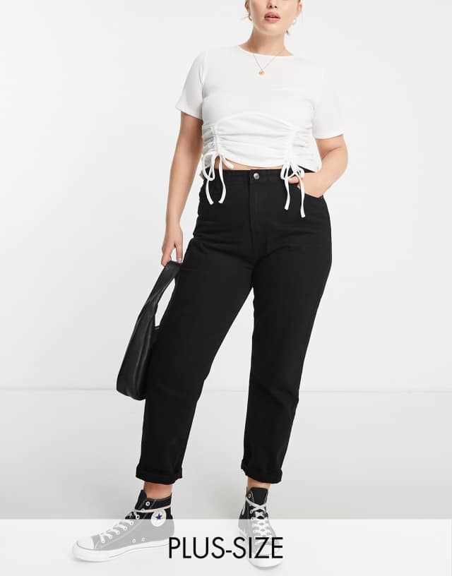 DTT Plus Lou mom jeans in black