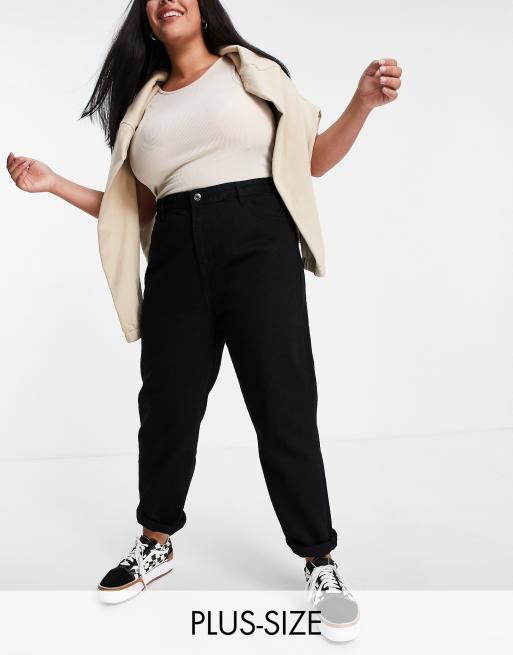 DTT Plus – Lou – Mom-Jeans in Schwarz 