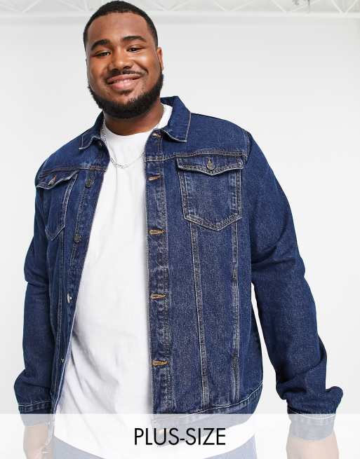 storm erotisk international DTT Plus - Mørkeblå denimjakke i slim fit | ASOS