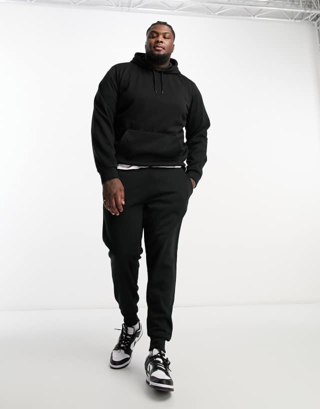 DTT Plus overhead hoodie & sweatpants tracksuit set in black