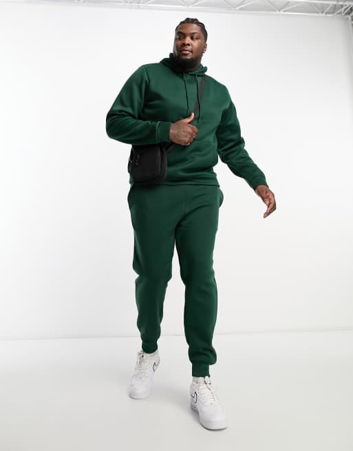 DTT Plus overhead hoodie sweatpants tracksuit set in dark green