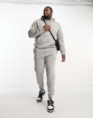 Don't Think Twice Dtt Crew Neck Sweatshirt & Sweatpants Tracksuit Set In Light Gray Heather