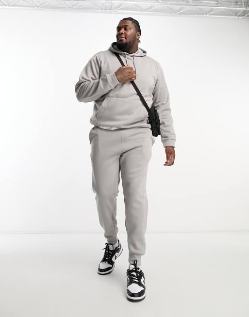 DTT Plus overhead hoodie & sweatpants tracksuit set in light gray