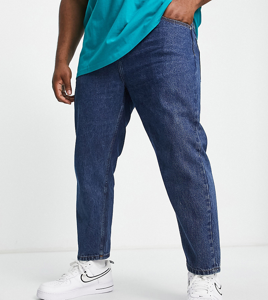 Don't Think Twice DTT Plus rigid tapered fit jeans in mid stone wash blue