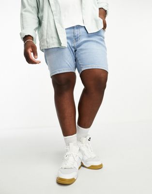 DTT Plus skinny fit denim shorts in light blue - ASOS Price Checker