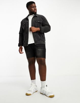 DTT Plus skinny fit denim shorts in washed black