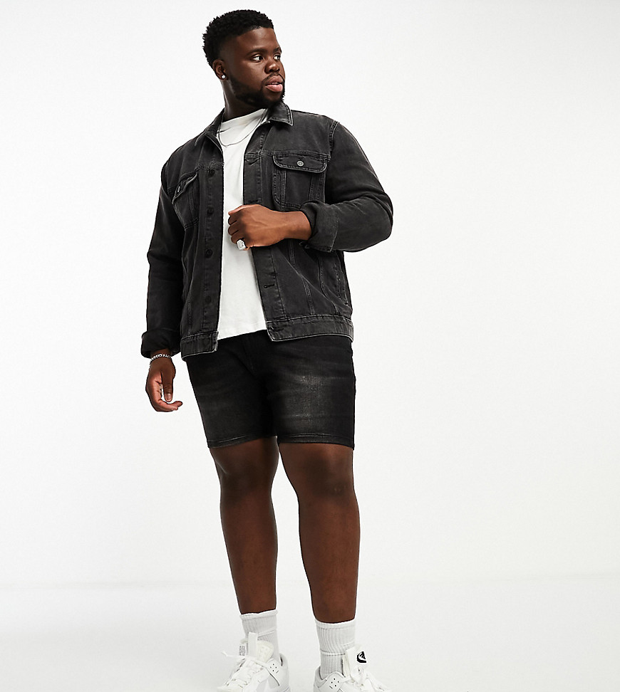 Don't Think Twice Dtt Plus Skinny Fit Denim Shorts In Washed Black