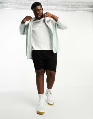 DON'T THINK TWICE DTT PLUS SLIM FIT DENIM SHORTS IN BLACK