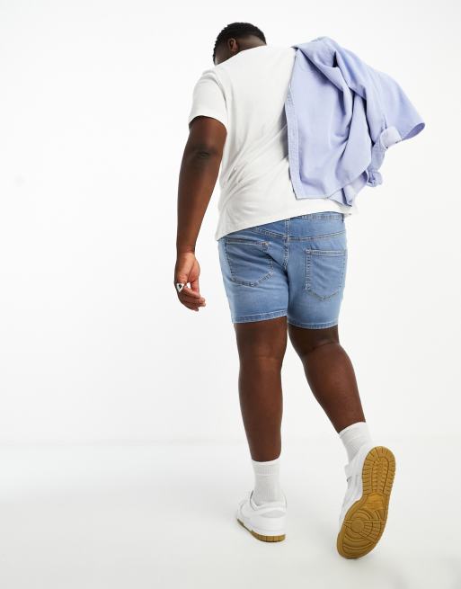 DTT Plus slim fit denim shorts in light blue, 3 of 4