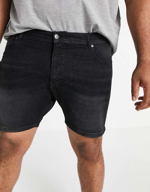 DTT Plus slim fit denim shorts in washed black