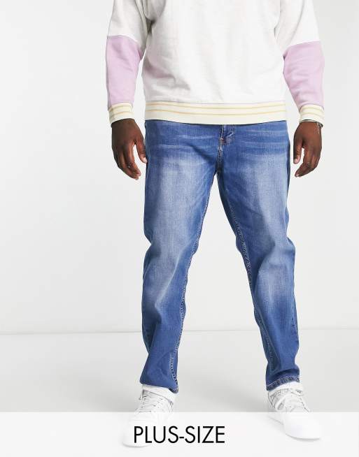 DTT Plus - Slim-fit jeans in middenblauw