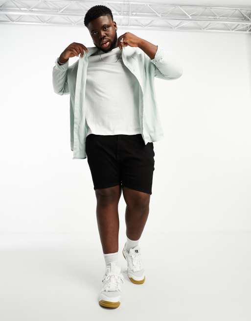 DTT Plus - Sorte denimshorts i slim fit