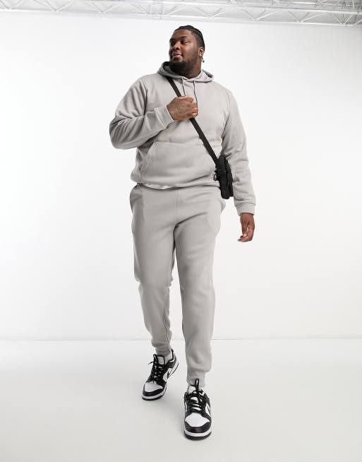 DTT Plus - Survêtement avec sweat à capuche à enfiler et pantalon de jogging - Gris clair chiné