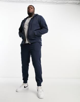DTT Plus full zip hoodie & jogger tracksuit set in navy - ASOS Price Checker