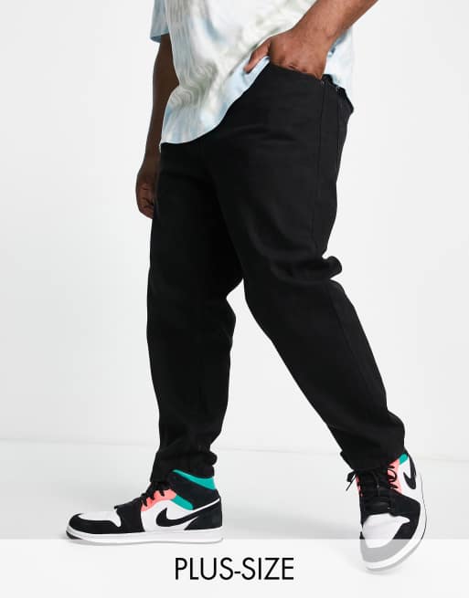 DTT Plus - Tapered og stive sorte jeans 