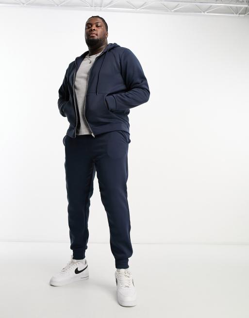 DTT Plus - Trainingspak met hoodie met ritssluiting en joggingbroek in marineblauw