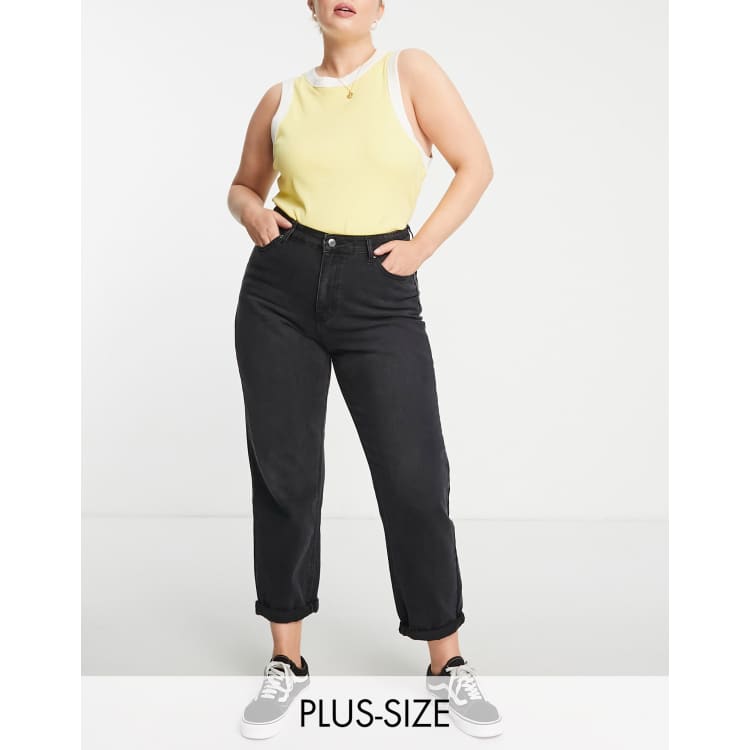 Plus Size Black Slim Fit Mom Jeans