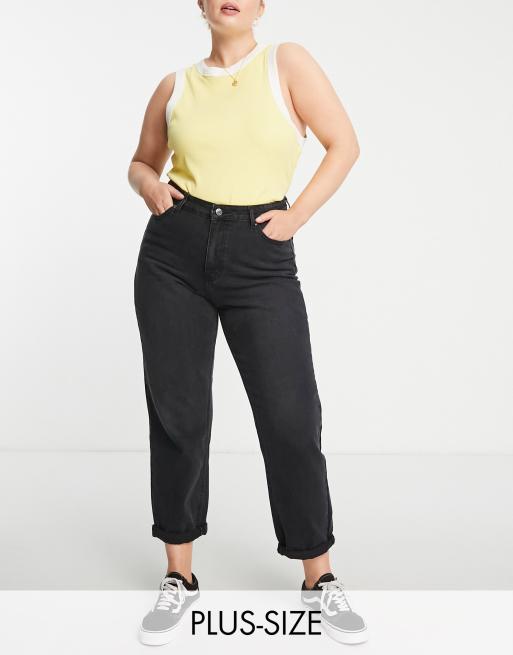 Plus Size Black Slim Fit Mom Jeans