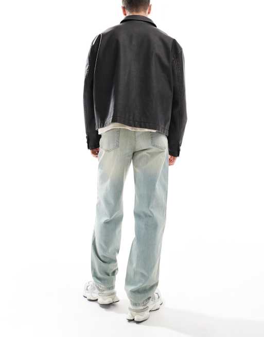 DTT rigid baggy fit jeans in light blue vintage tint