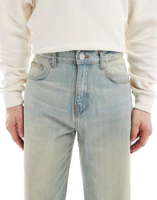 DTT rigid baggy fit jeans in light blue vintage tint