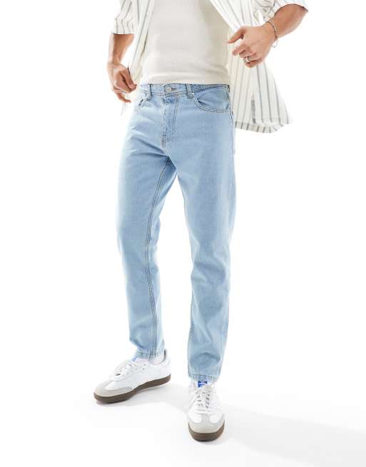  DTT rigid cropped tapered fit jeans in light blue